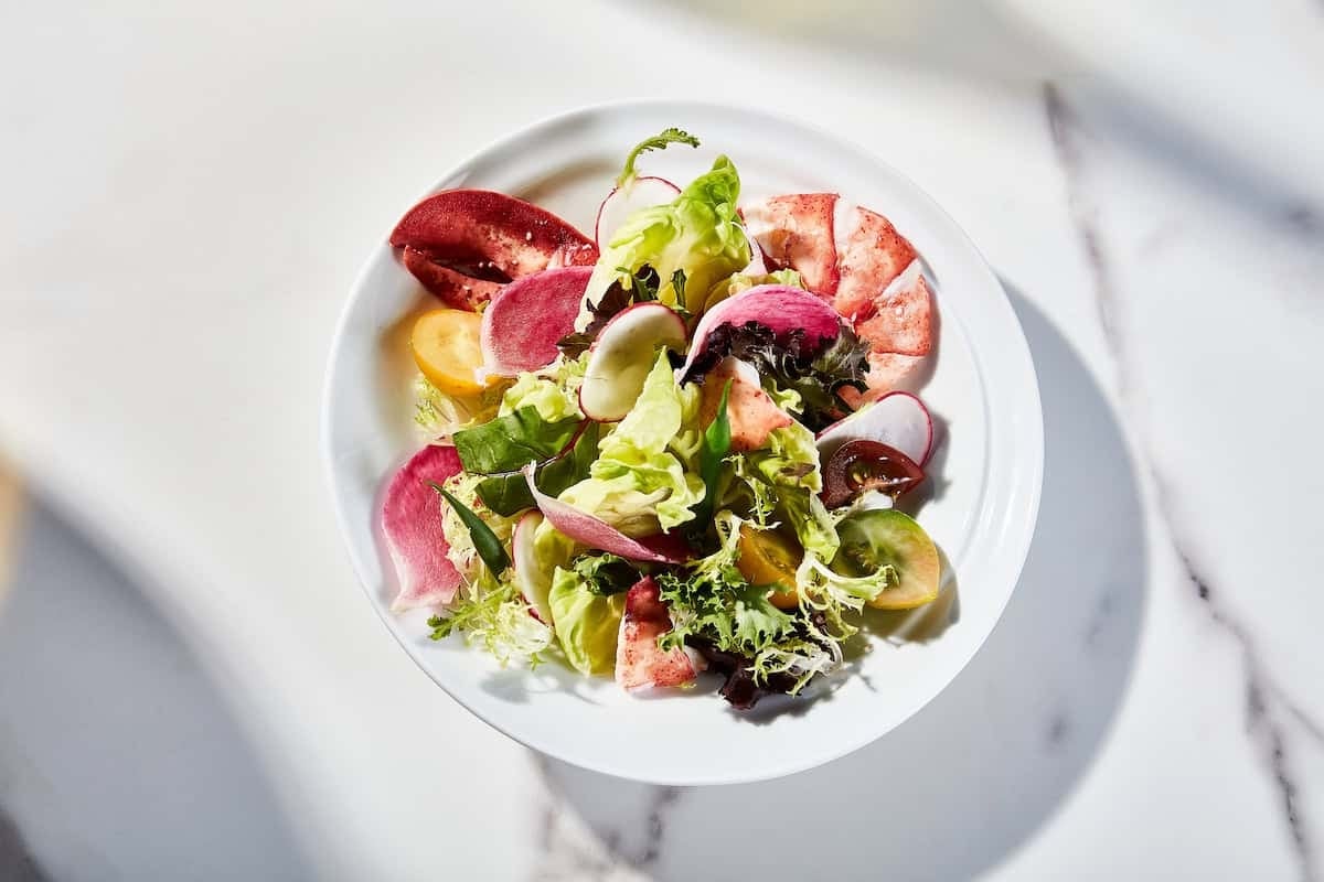 Close up of a freshly prepared salad at The Sun Rose