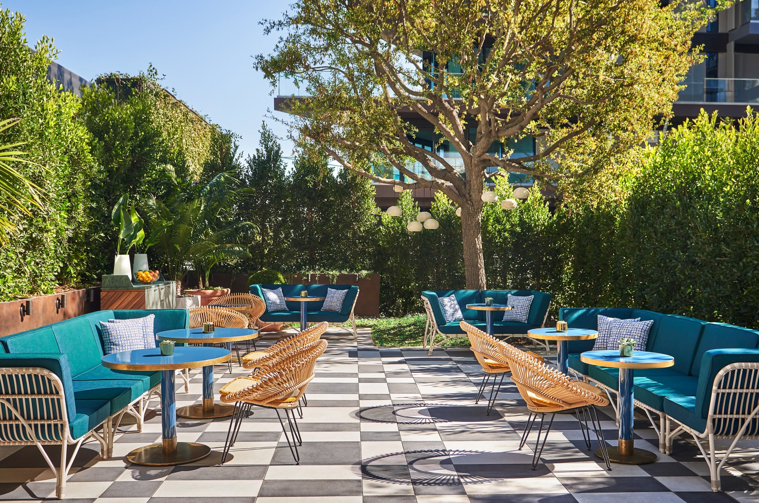 Outdoor dining in West Hollywood at the Sun Rose Hotel