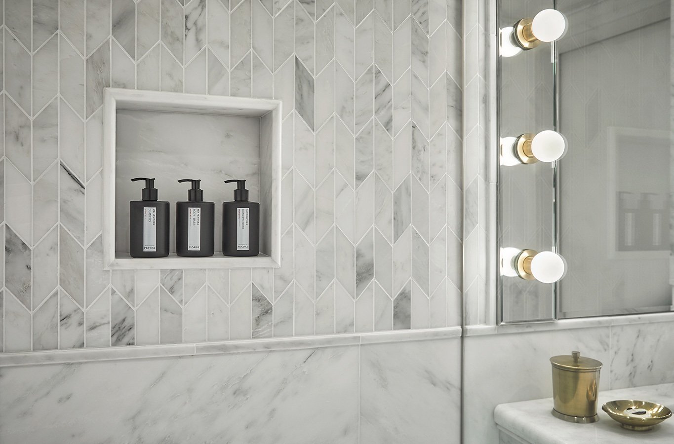 Modern shower amenities at the Sun Rose Hotel in West Hollywood