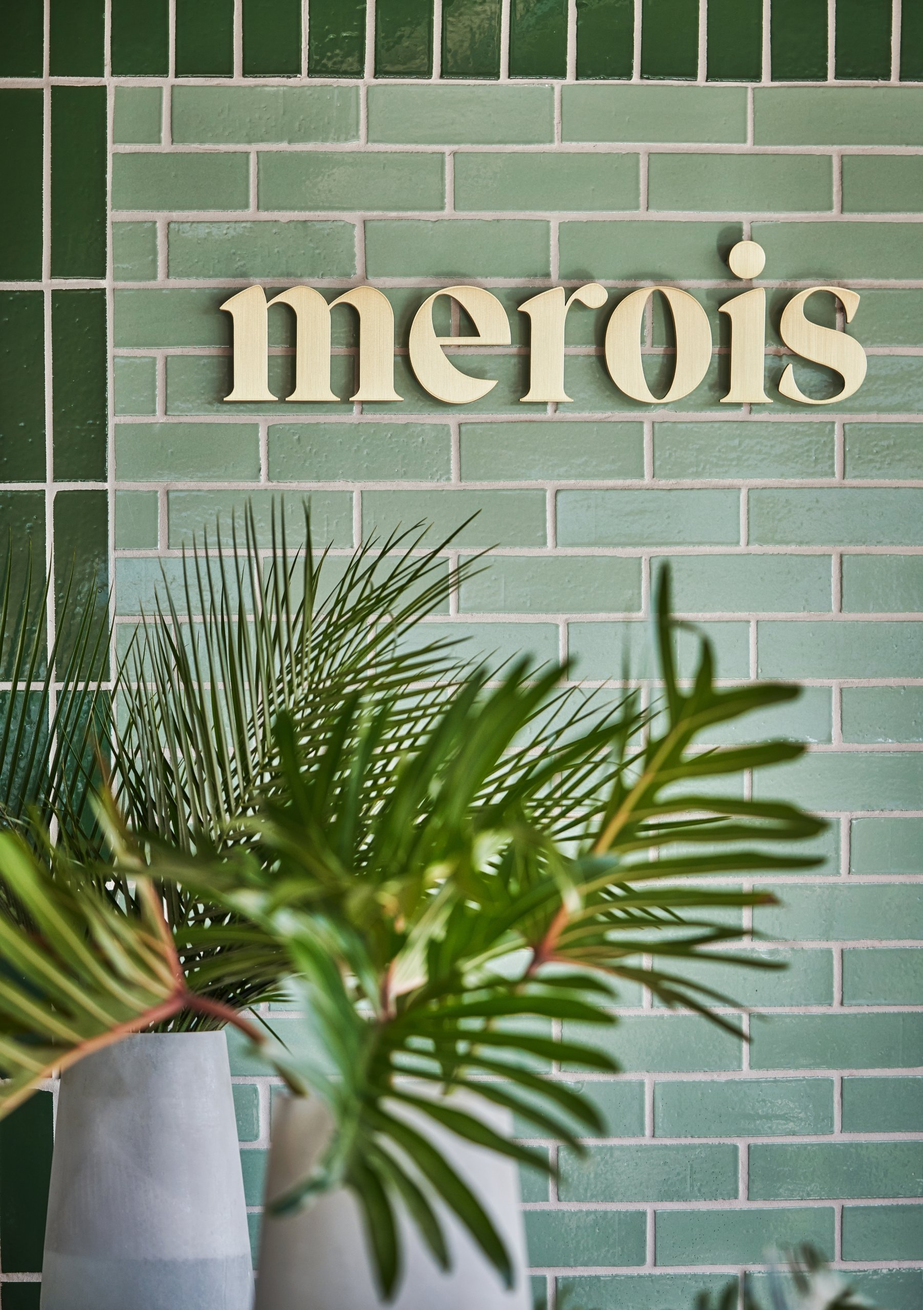 Close up of the Merois sign at The Sun Rose