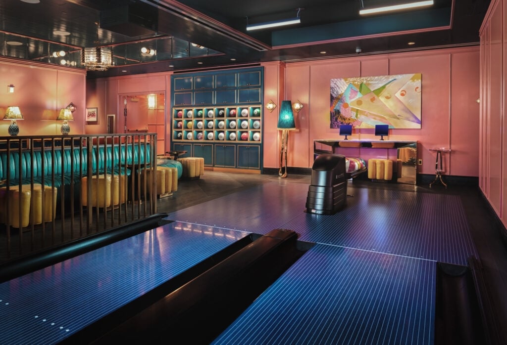 A indoor bowling alley at The Sun Rose