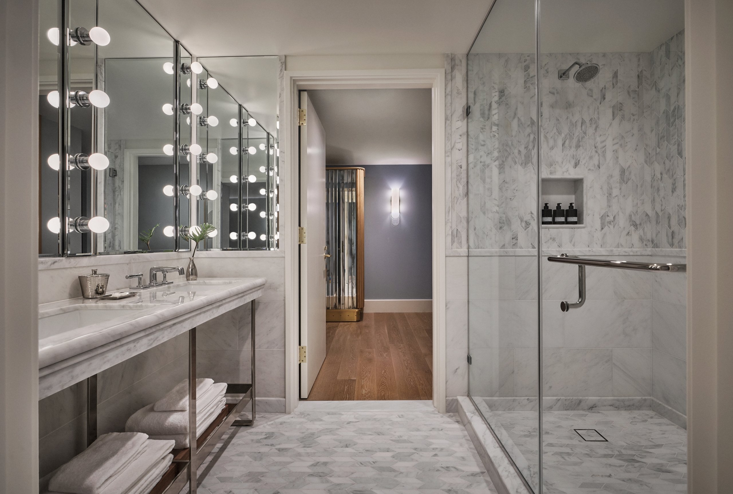 The walk in rain shower and accommodations at the Sun Rose in West Hollywood