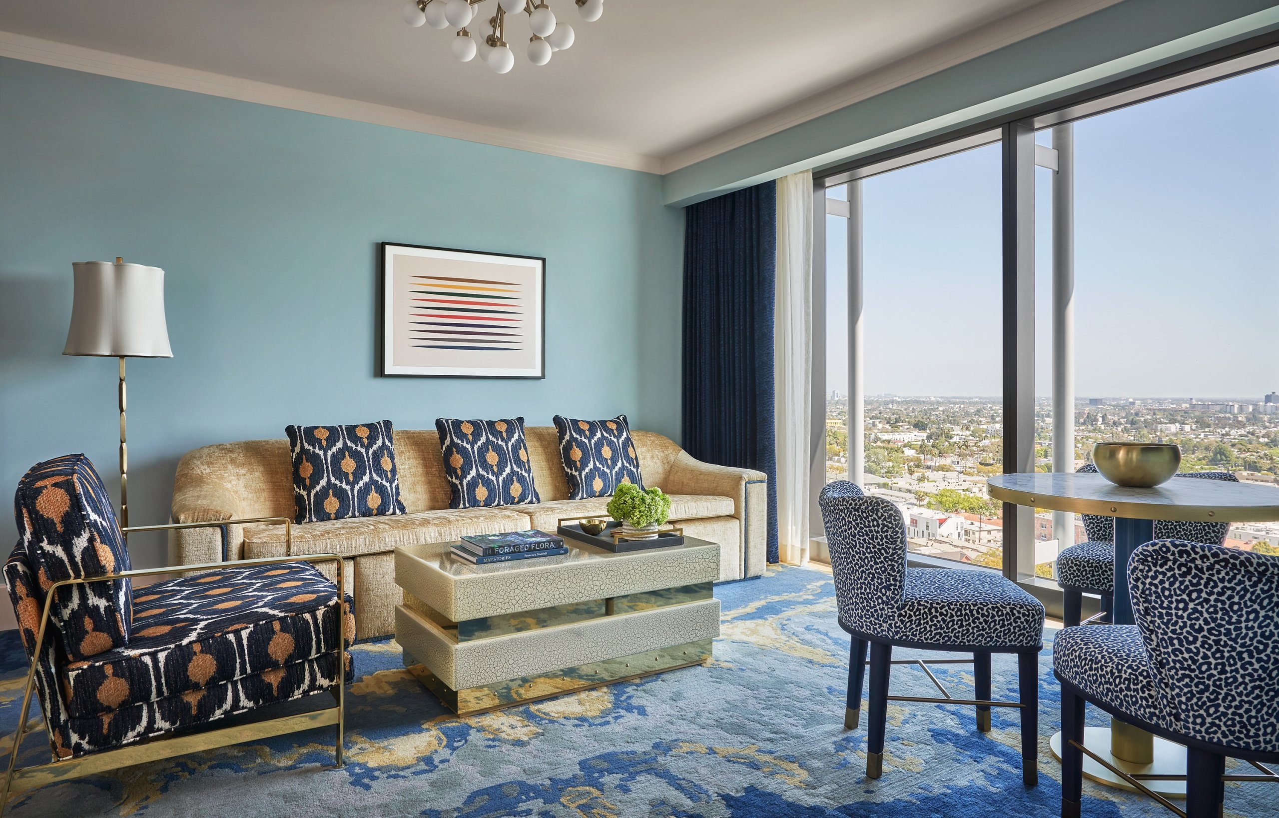 The Deluxe Skyline West Hollywood Hotel room sofa and seating area