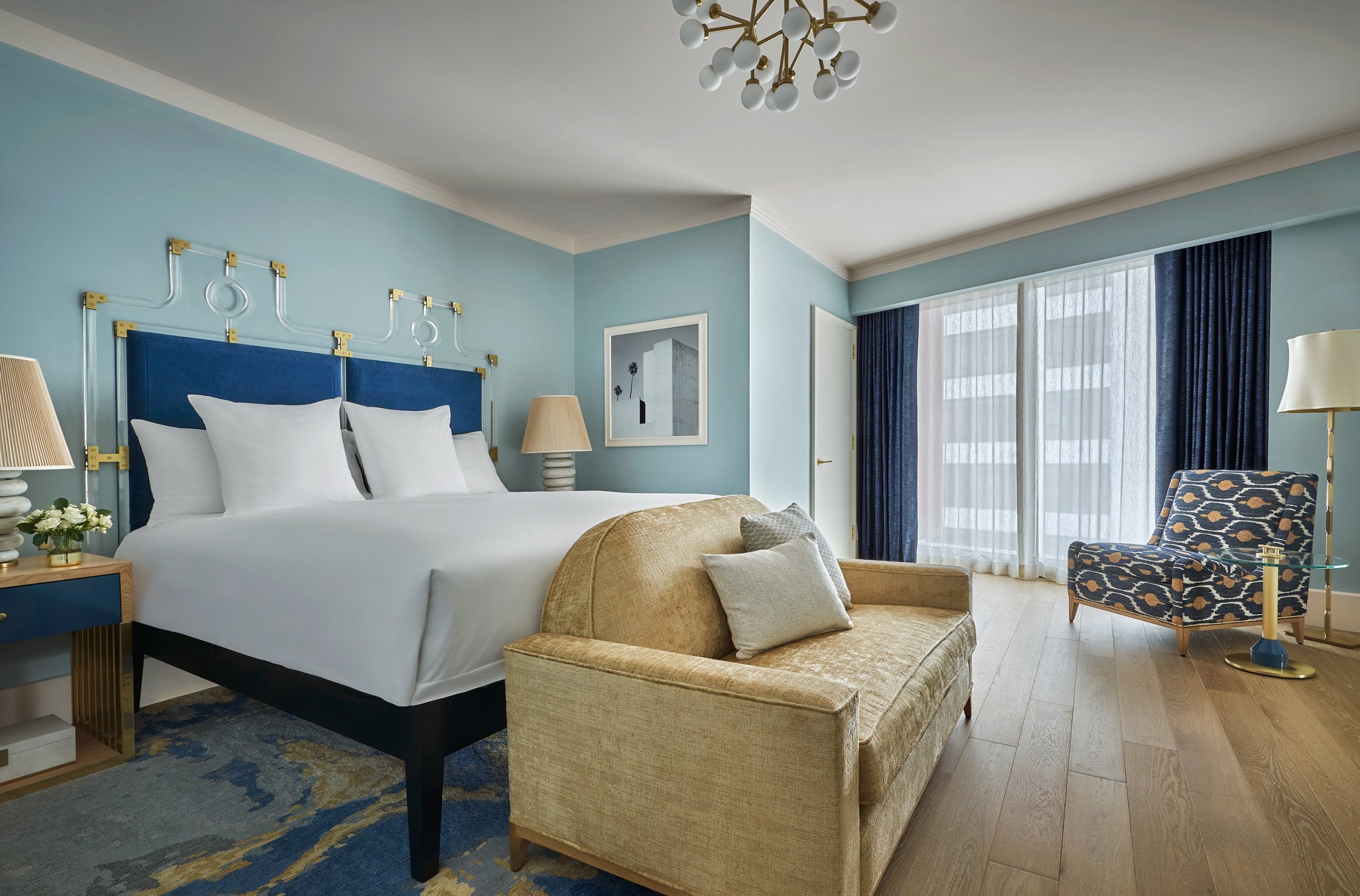 A bedroom in the 3 bedroom suite at The Sun Rose Hotel in West Hollywood