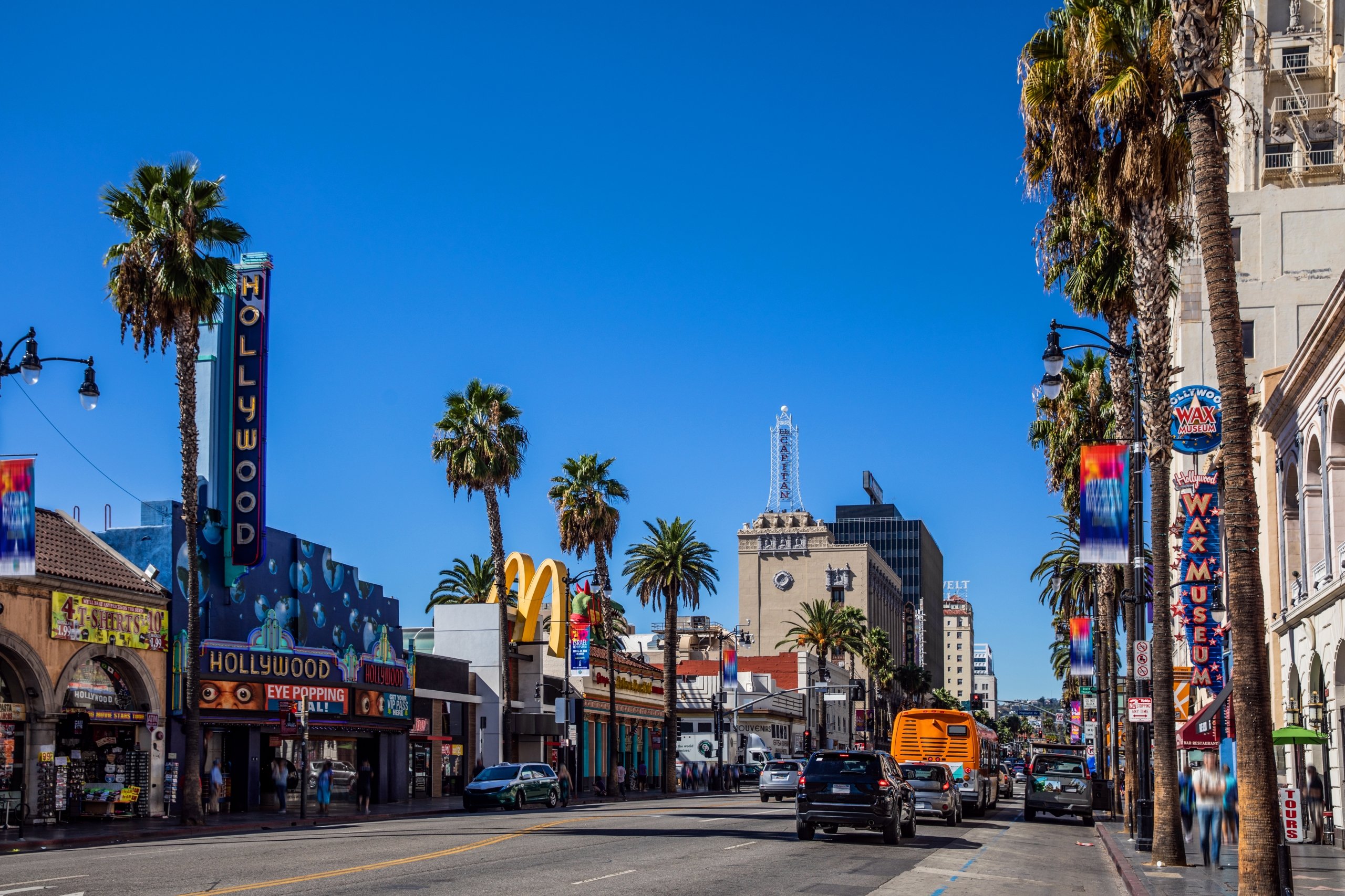 A street level view of the Sunset Strip.