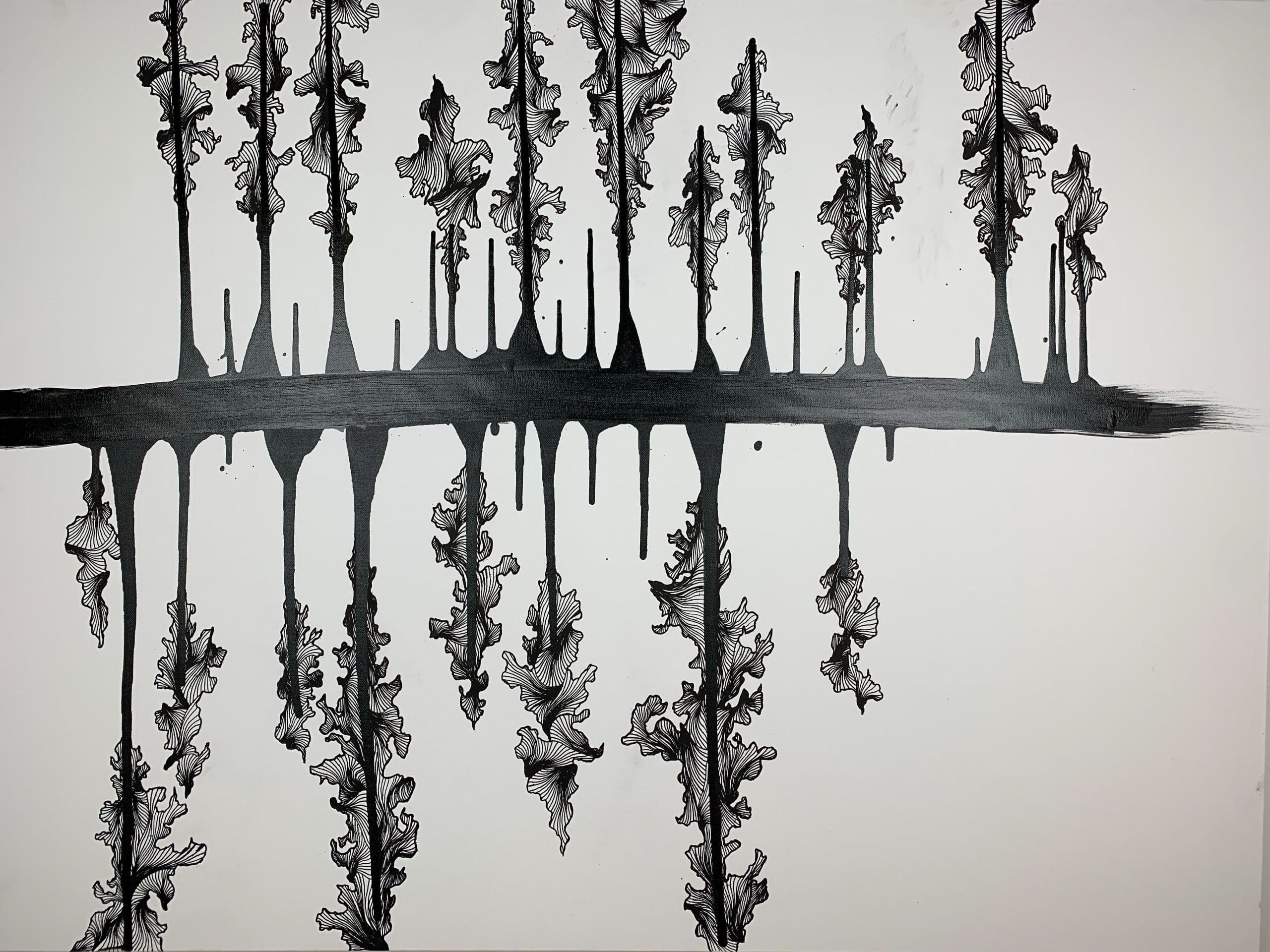 Acrylic line artwork by artist Andrew Curtis